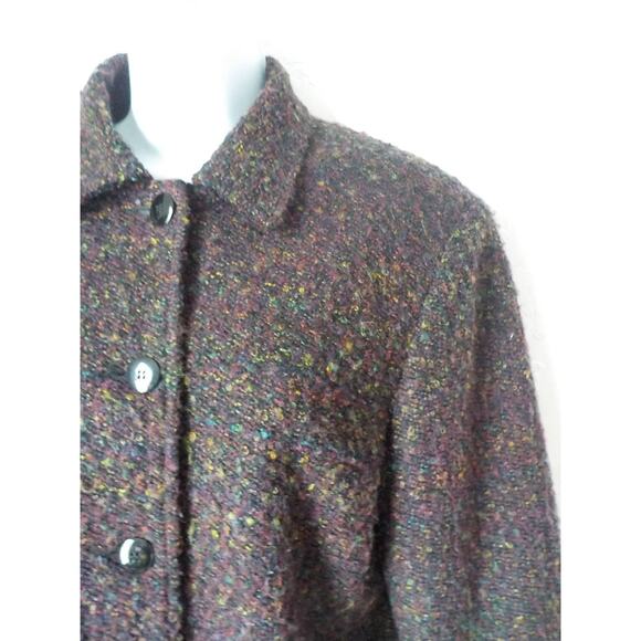 Sag Harbor Purple Tweed Blazer Jacket Button Up Women size 12 Petite Preppy VTG - Picture 3 of 7